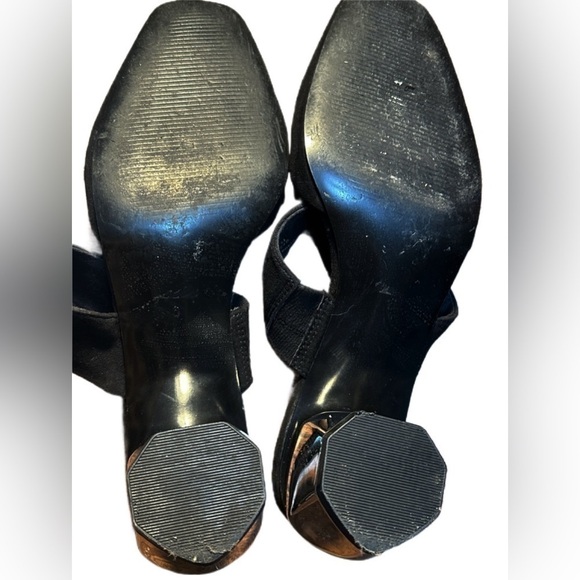 ASOS Women’s Black Suede Square Toe Mules Chrome Heel Shoes Size 8 (US) - Picture 5 of 7